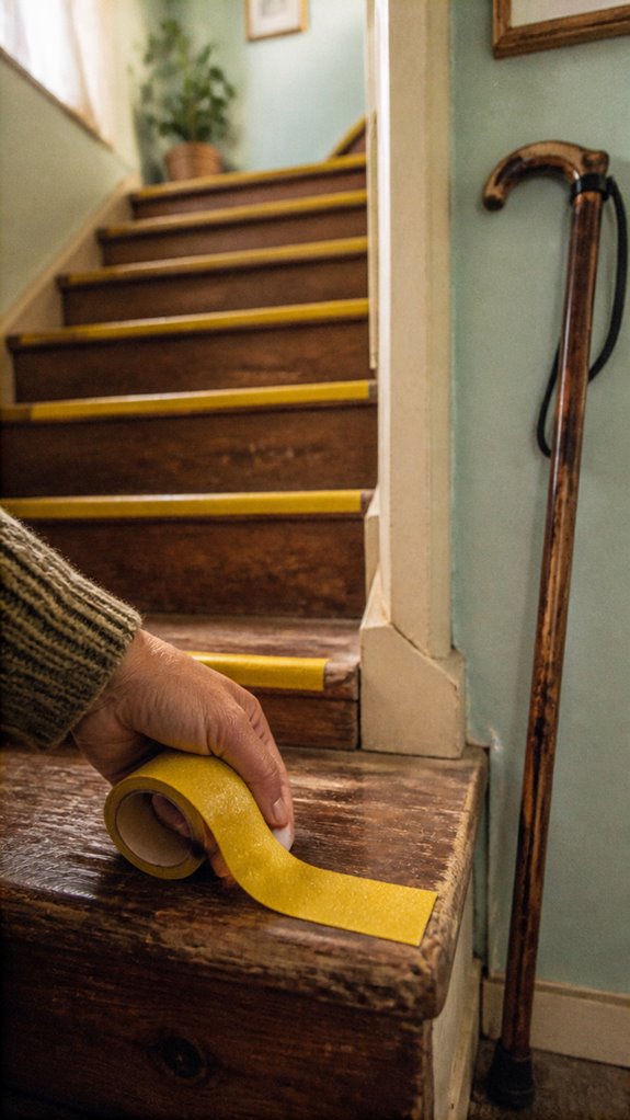 bold colorful stair markings