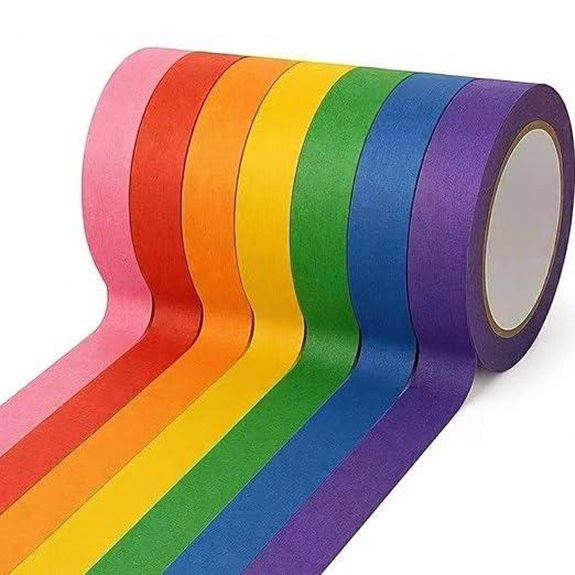 Colored Masking Tape - 7 Rolls 1 Inch x 24 Yards
