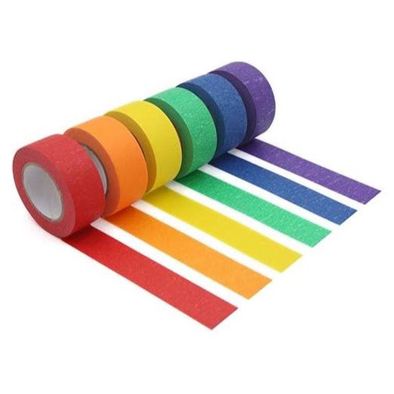 Colored Masking Tape for Arts & Crafts (6 Rolls)